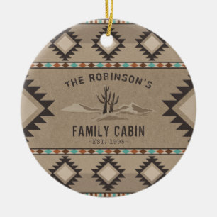 Family Cabin Rustic Southwest Native Tribal Cactus Keramisch Ornament