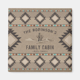 Family Cabin Rustic Southwest Native Tribal Cactus Magneet