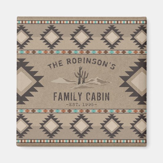 Family Cabin Rustic Southwest Native Tribal Cactus Magneet (Voorkant)