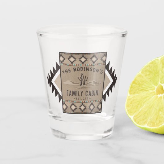 Family Cabin Rustic Southwest Native Tribal Cactus Shot Glas (Voorkant)