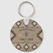 Family Cabin Rustic Southwest Native Tribal Cactus Sleutelhanger (Voorkant)