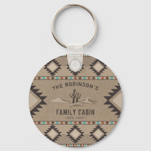 Family Cabin Rustic Southwest Native Tribal Cactus Sleutelhanger