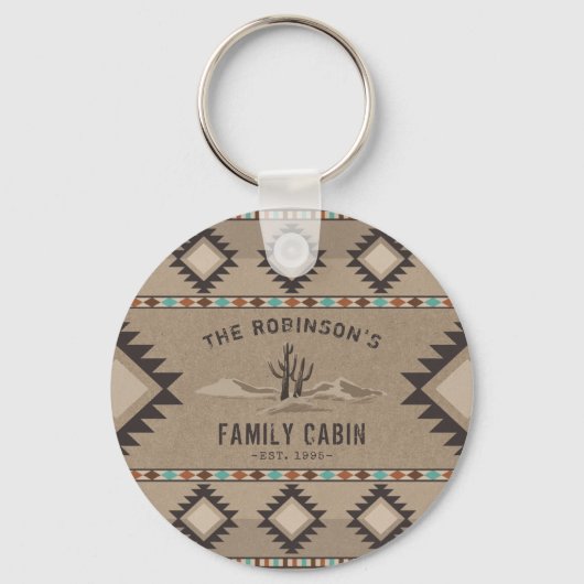 Family Cabin Rustic Southwest Native Tribal Cactus Sleutelhanger (Voorkant)