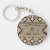 Family Cabin Rustic Southwest Tribal Cactus Round Sleutelhanger (Voorkant)