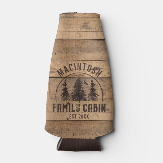 Family Cabin Rustic Wood - Aangepast Flesjeskoeler (Voorkant)