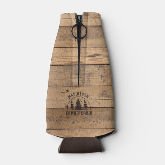 Family Cabin Rustic Wood - Aangepast Flesjeskoeler (Achterkant)