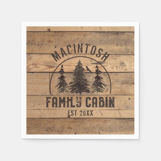 Family Cabin Rustic Wood - Aangepast Servet (Voorkant)