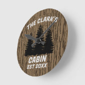 FAMILY CABIN RUSTIC WOOD CUSTOM WALL CLOCK RONDE KLOK (Hoek)