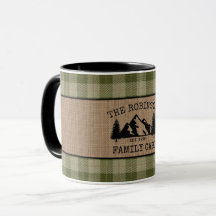 Family Cabin Trees Sage Green Play Burlap 2 Tone