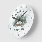 Family Cabin Waterverf Forest Pine Trees Ronde Klok (Hoek)