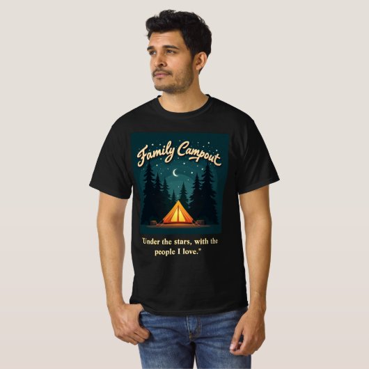 Family Campout 2025 – Retro Tent Night Tee T-shirt (Voorkant volledig)