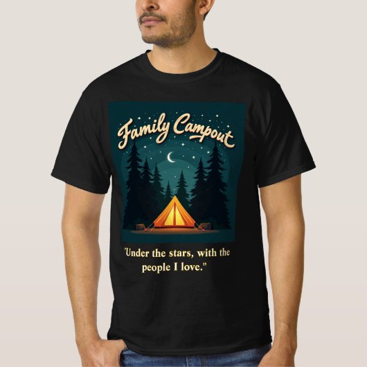 Family Campout 2025 – Retro Tent Night Tee T-shirt (Voorkant)
