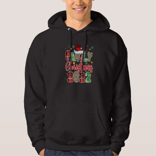 Family Christmas 2022 Leopard Buffalo Plaid Red Gr Hoodie (Voorkant)