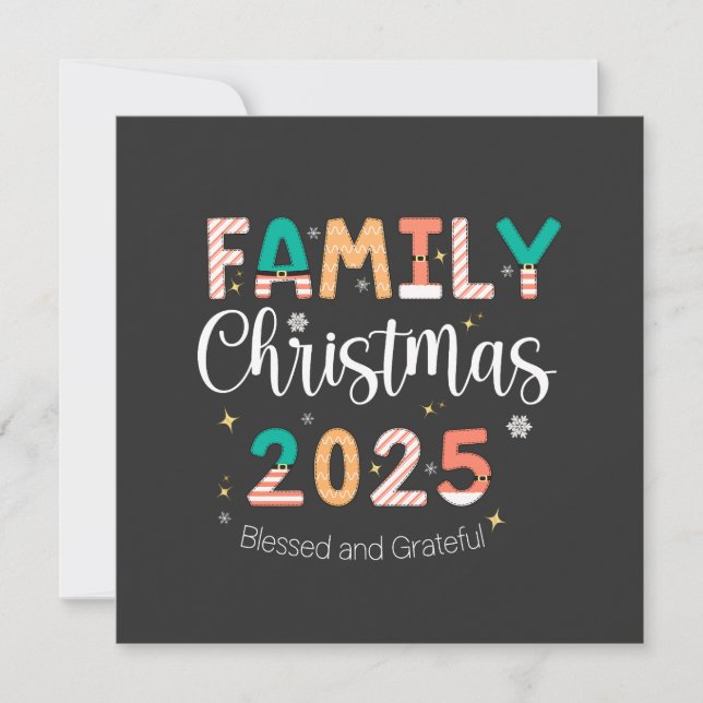 Family Christmas 2025 Blessed and Grateful  (Voorkant)