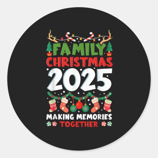 Family Christmas 2025 Matching Family Christmas Xm Ronde Sticker (Voorkant)