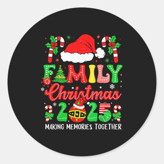 Family Christmas 2025 Matching Family Christmas Xm Ronde Sticker (Voorkant)