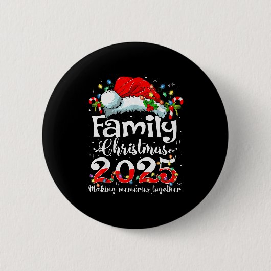 Family Christmas 2025 Matching Squad Santa Elf Fun Ronde Button 5,7 Cm (Voorkant)