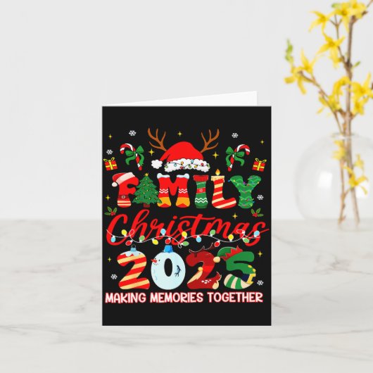 Family Christmas 2025 Ornament Santa Squad Pajamas Kaart (Gele Bloem)