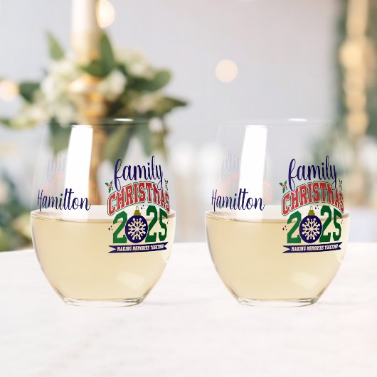 Family Christmas 2025 Wijnglas Zonder Voet (Insitu (Huwelijk))