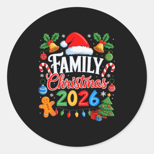 Family Christmas 2026 Matching Pajamas Xmas Family Ronde Sticker (Voorkant)
