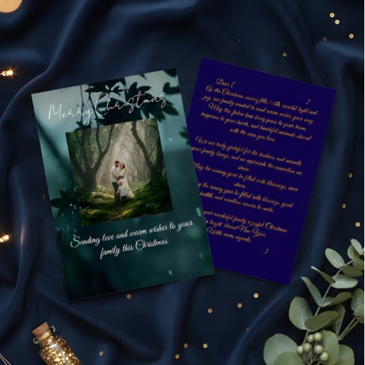 Family Christmas Card Custom Photo Holiday Message Bedankkaart