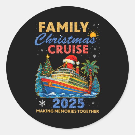 Family Christmas Cruise 2025 Matching Family Cruis Ronde Sticker (Voorkant)