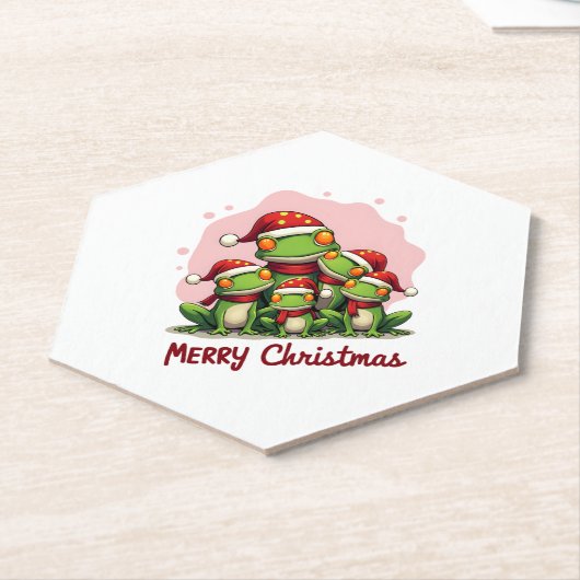 Family christmas frogs (1) kartonnen onderzetters (Schuin)