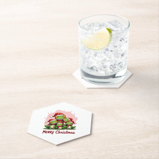 Family christmas frogs (1) kartonnen onderzetters (Insitu)