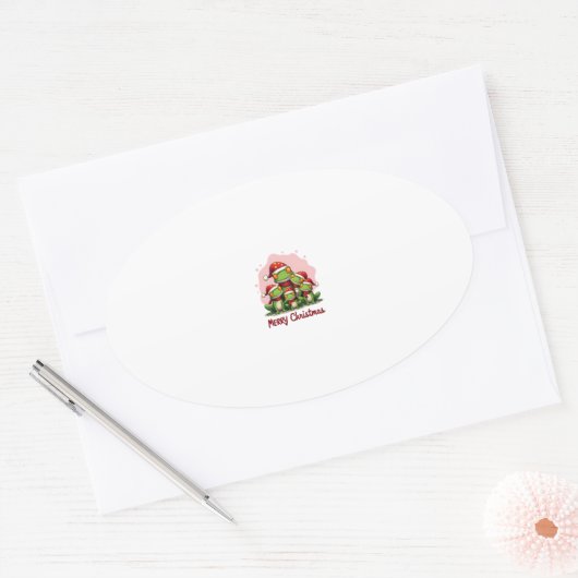 Family christmas frogs (1) ovale sticker (Envelop)