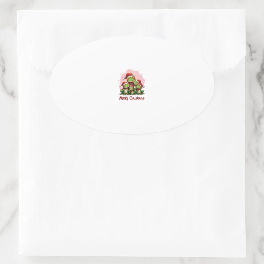 Family christmas frogs (1) ovale sticker (Tas)