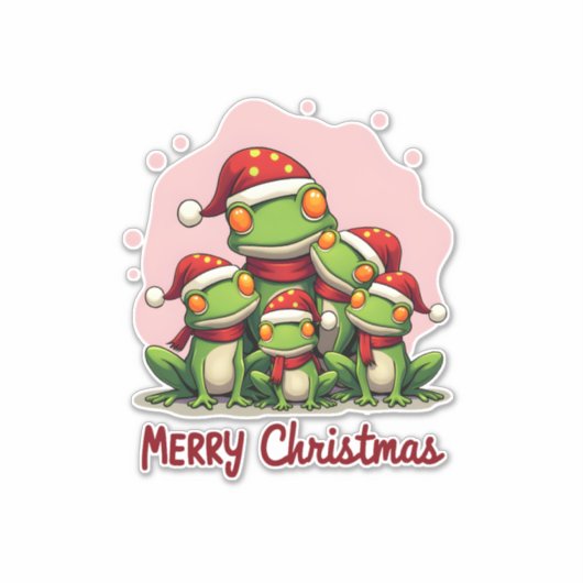 Family christmas frogs (1) sticker (Voorkant)