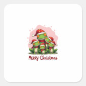 Family christmas frogs (1) vierkante sticker (Voorkant)