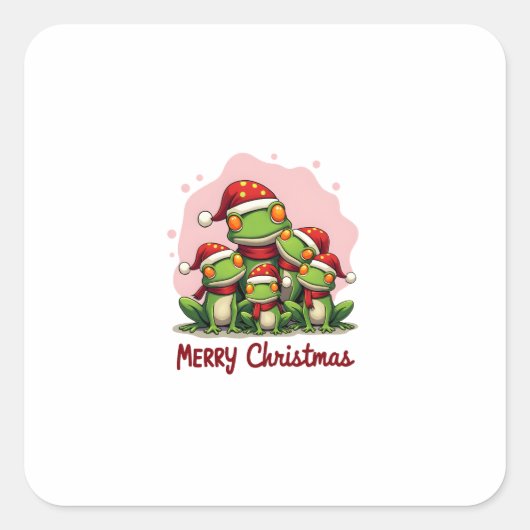 Family christmas frogs (1) vierkante sticker (Voorkant)