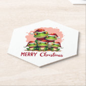 Family christmas frogs (3) kartonnen onderzetters (Schuin)