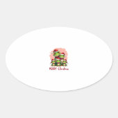 Family christmas frogs (3) ovale sticker (Voorkant)