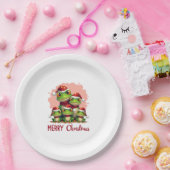Family christmas frogs (3) papieren bordje (Feest)