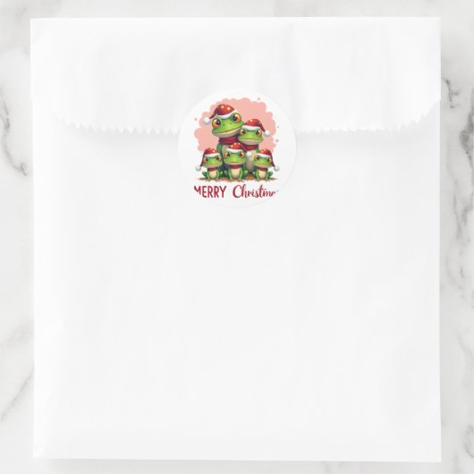 Family christmas frogs (3) ronde sticker (Tas)