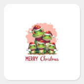 Family christmas frogs (3) vierkante sticker (Voorkant)