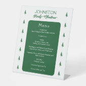 Family Christmas Green Waterverf Pine Tree Menu Reclamebord Met Voetstuk (Voorkant)