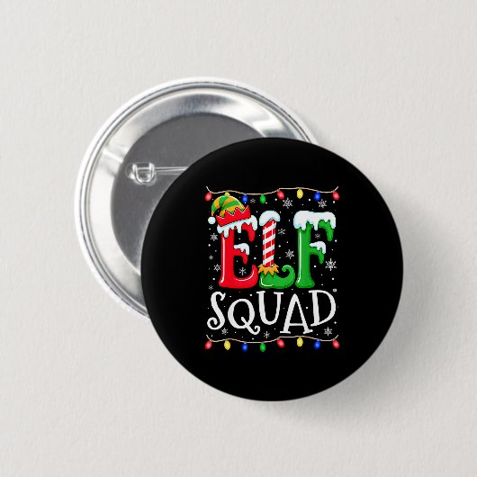 Family Christmas Matching Pajamas Elf Xmas Squad  Ronde Button 5,7 Cm (Voorkant /achterkant)
