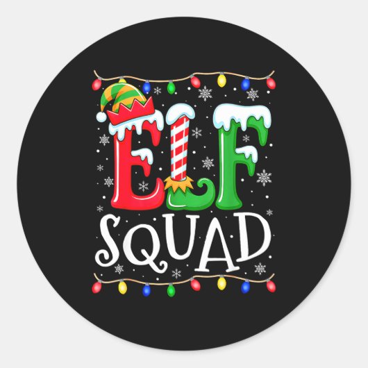 Family Christmas Matching Pajamas Elf Xmas Squad  Ronde Sticker (Voorkant)