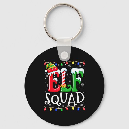 Family Christmas Matching Pajamas Elf Xmas Squad Sleutelhanger (Voorkant)