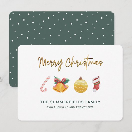 Family Christmas Modern Chic Elegant Feestdagenkaart (Voorkant / Achterkant)