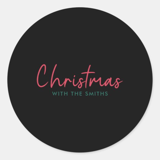 Family Christmas Modern Minimalist Family Name T S Ronde Sticker (Voorkant)