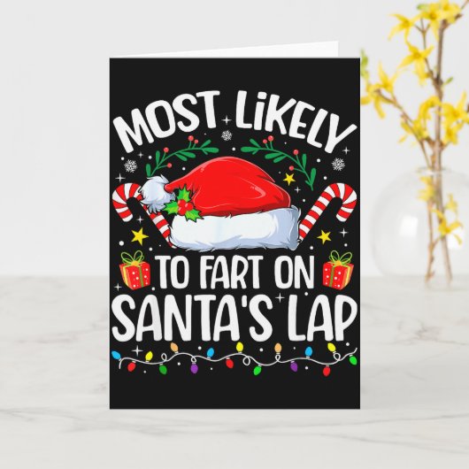 Family Christmas Most Likely To Fart On Santa's La Kaart (Gele Bloem)