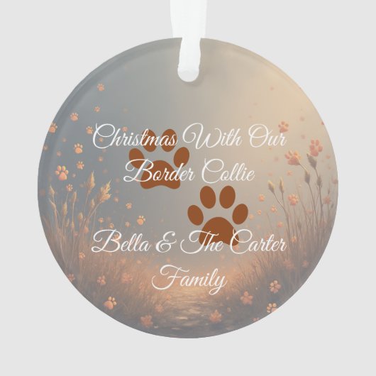 Family Christmas Ornament with Border Collie – Coz (achterkant)