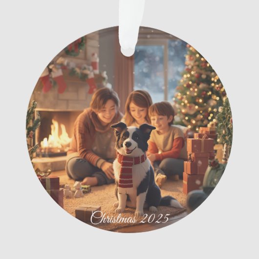 Family Christmas Ornament with Border Collie – Coz (voorkant)