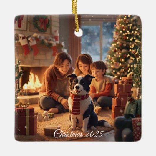 Family Christmas Ornament with Border Collie – Coz (Voorkant)