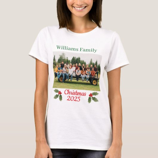 Family Christmas Personalize Name & Photo T-shirt (Voorkant)