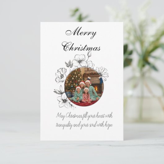 Family Christmas Photo Card Bedankkaart (Staand voorkant)